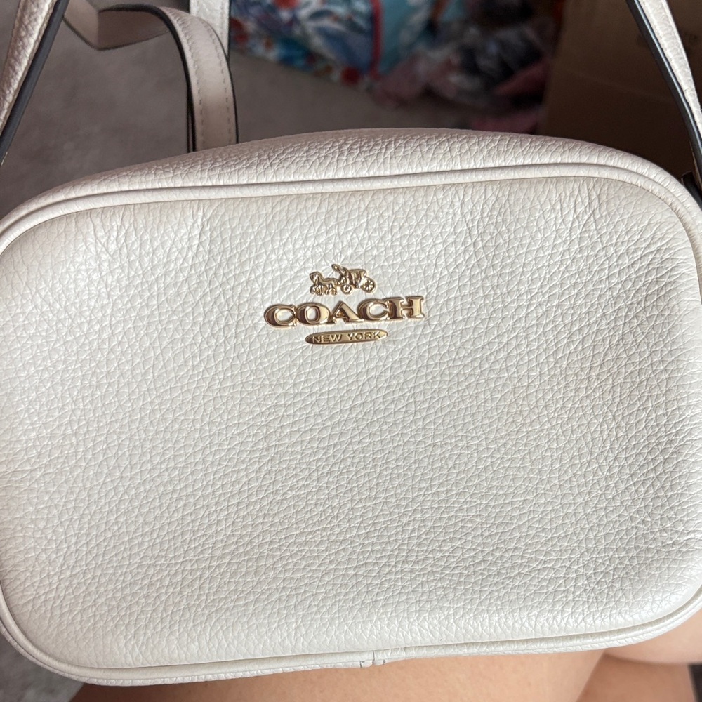 COACH Pebbled Leather Crossbody Bag in White - Picture 2 of 9